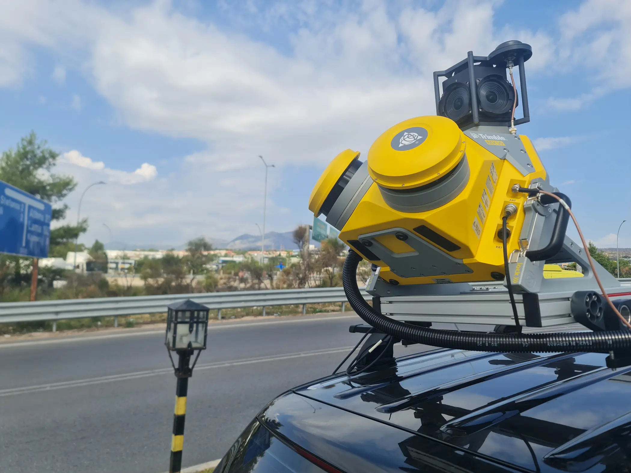 Trimble MX50 Lidar with Teledyne Ladybug5+ Camera mounted on top of a vehicle